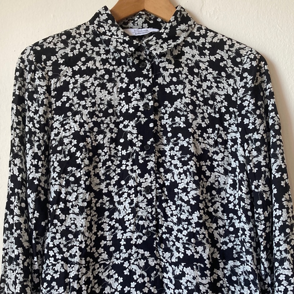 & Other Stories Black and White Floral Shirt Dress Size 10 - Picture 4 of 16